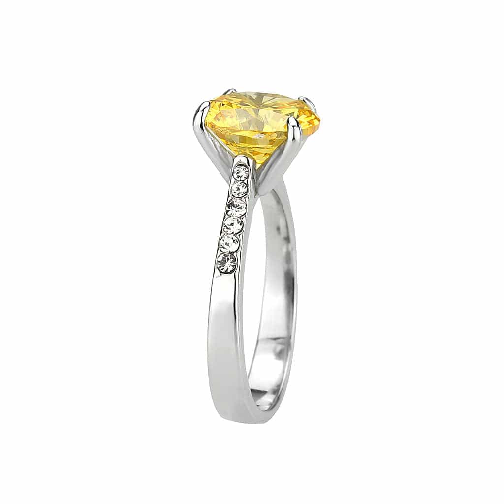 Stainless Steel Silver Yellow CZ Round Pave Split Shank Ring view 9