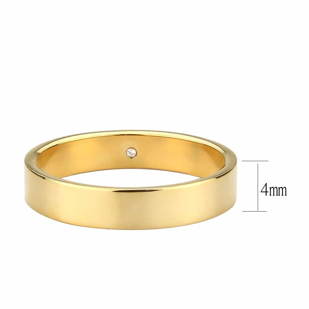 Stainless Steel Gold IP Polished Plain Flat Wedding Band Ring view 8