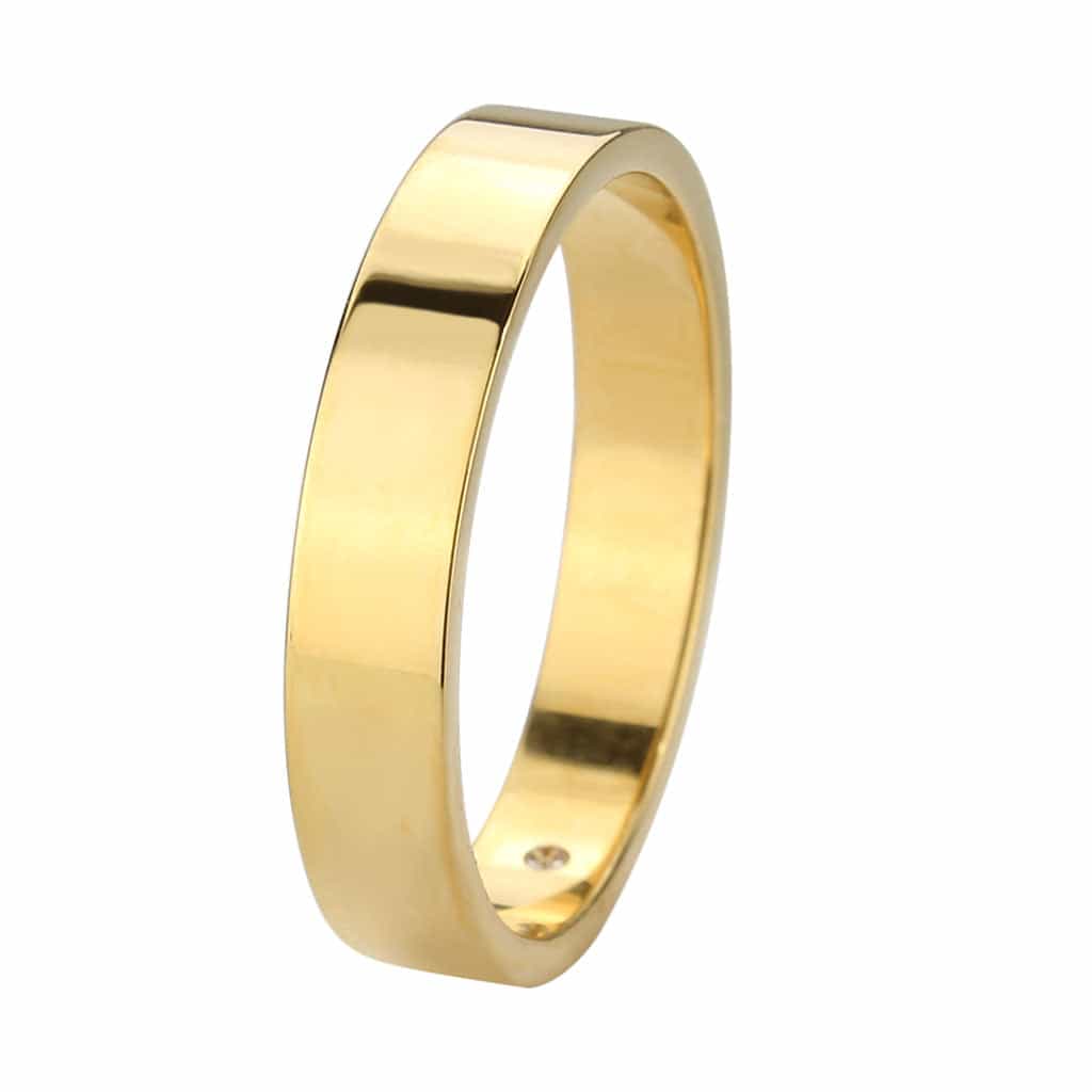 Stainless Steel Gold IP Polished Plain Flat Wedding Band Ring view 5