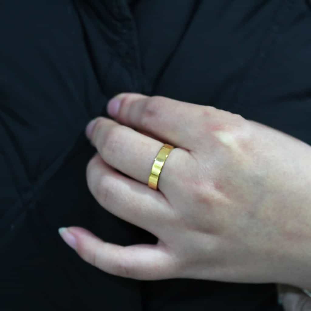 Stainless Steel Gold IP Polished Plain Flat Wedding Band Ring view 12