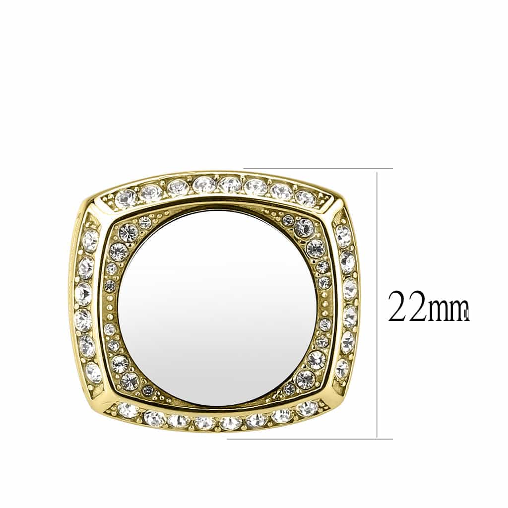 Stainless Steel Oval Onyx Halo Ring | The Stainless Jewelry view 4