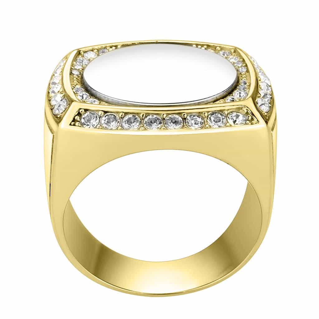 Stainless Steel Oval Onyx Halo Ring | The Stainless Jewelry view 2