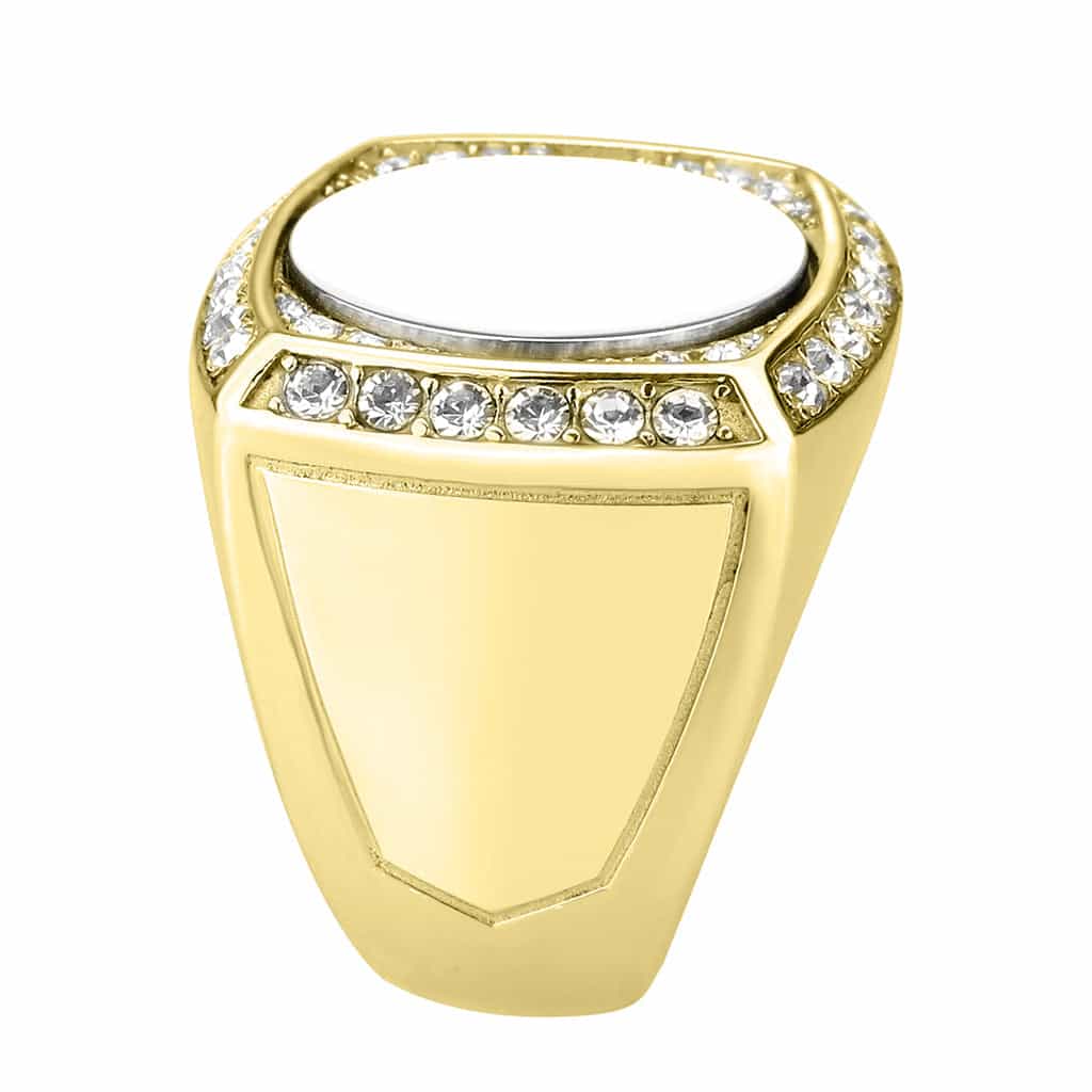Stainless Steel Oval Onyx Halo Ring | The Stainless Jewelry view 3