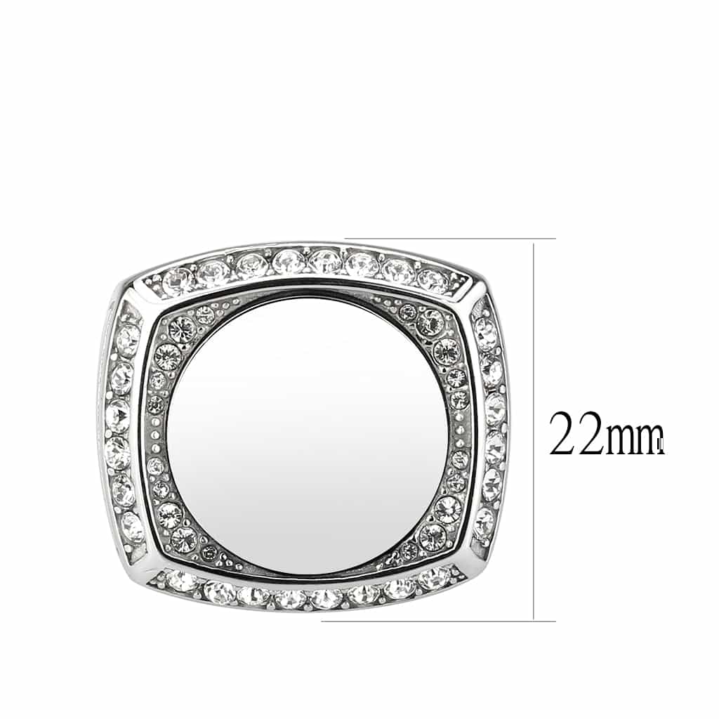 Stainless Steel CZ Oval Cabochon Mens Signet Ring view 4
