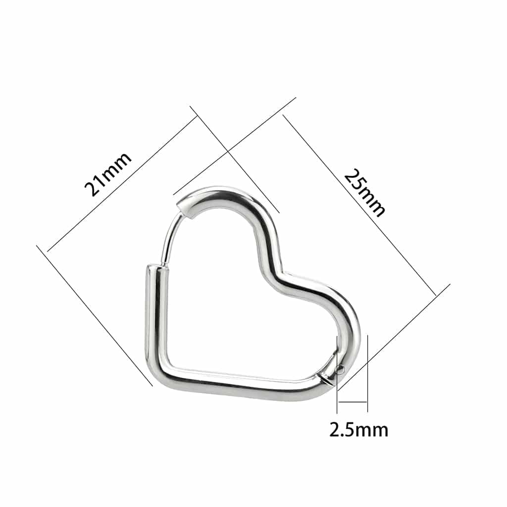 Sterling Silver Polished Heart Shape Huggie Hoop Earrings view 2