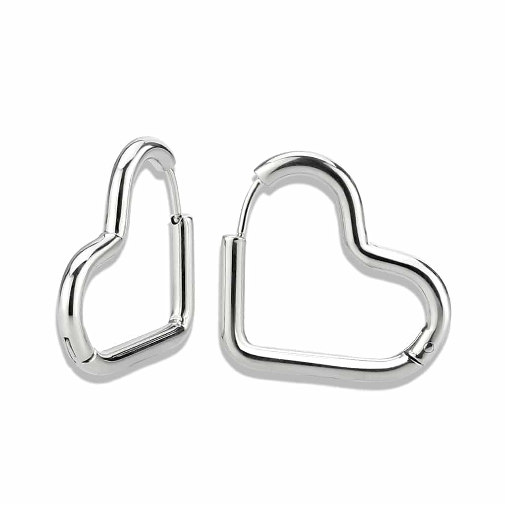 Sterling Silver Polished Heart Shape Huggie Hoop Earrings view 1