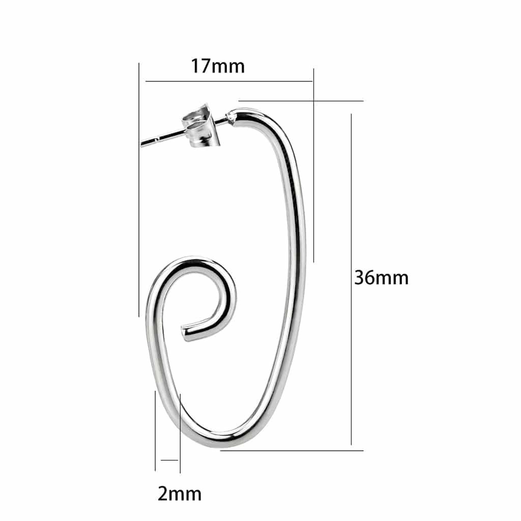 Stainless Steel Silver Polished Spiral Swirl Open Hoop Earrings view 3