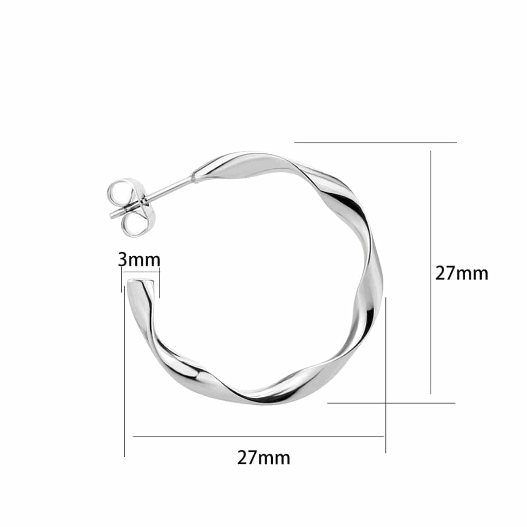 Sterling Silver Polished Wavy Twist Hoop Earrings view 3