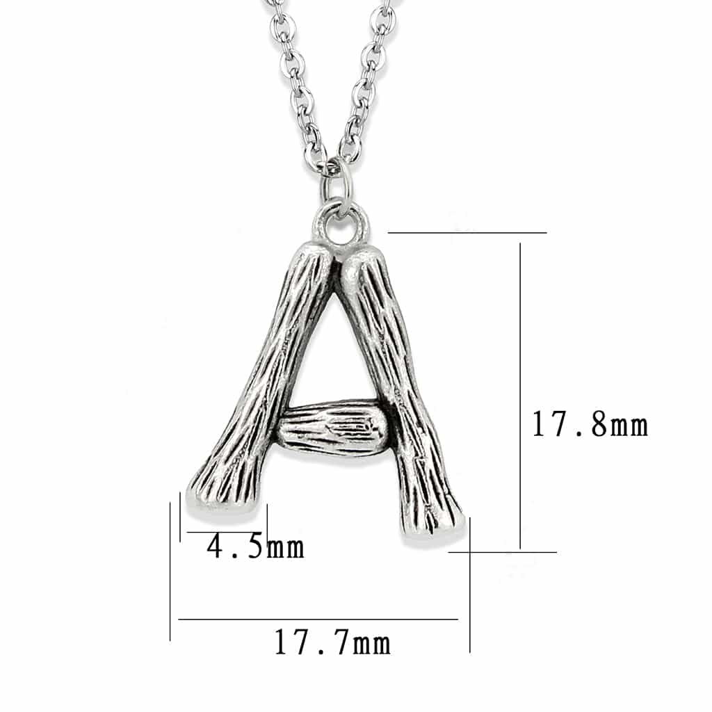 Stainless Steel Silver Bamboo Letter A Pendant Chain Pendant view 3