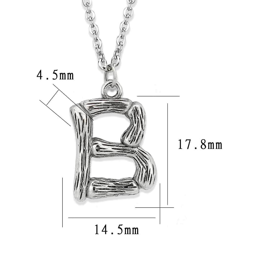 Stainless Steel Silver Bamboo Letter B Pendant Chain Pendant view 3