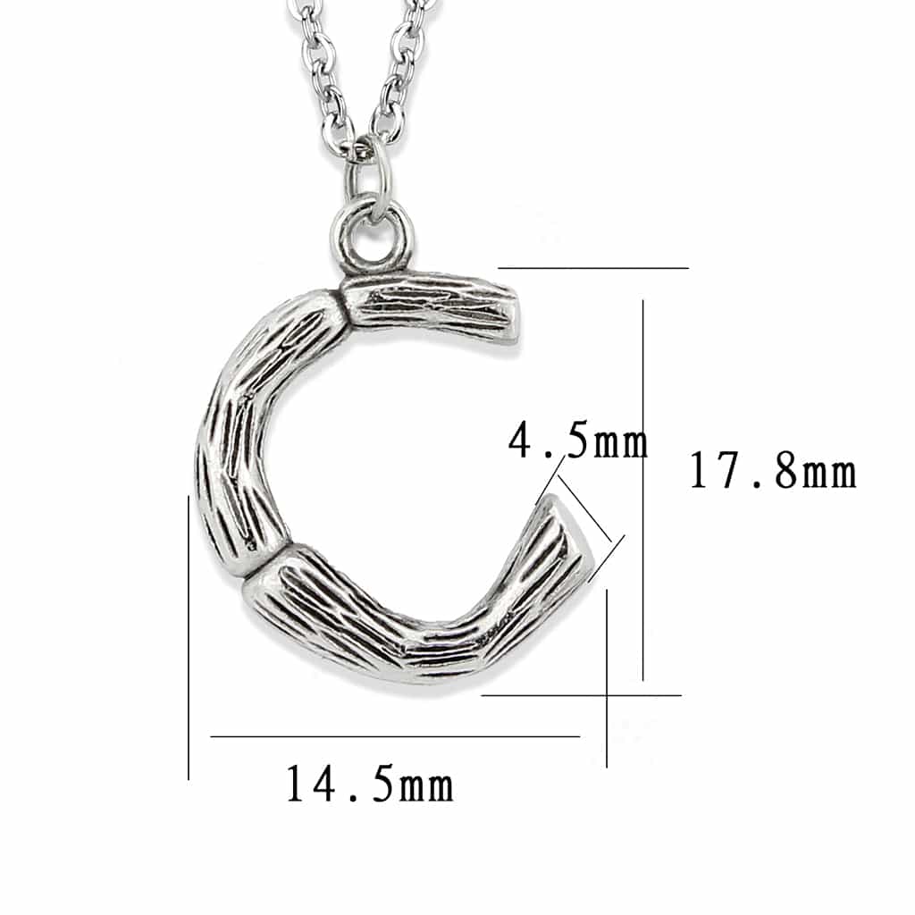 Stainless Steel Silver Bamboo Letter C Pendant Chain Pendant view 3