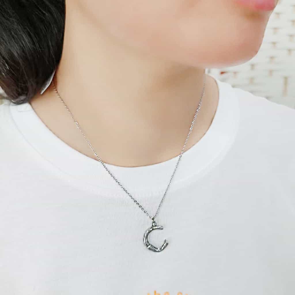 Stainless Steel Silver Bamboo Letter C Pendant Chain Pendant view 2