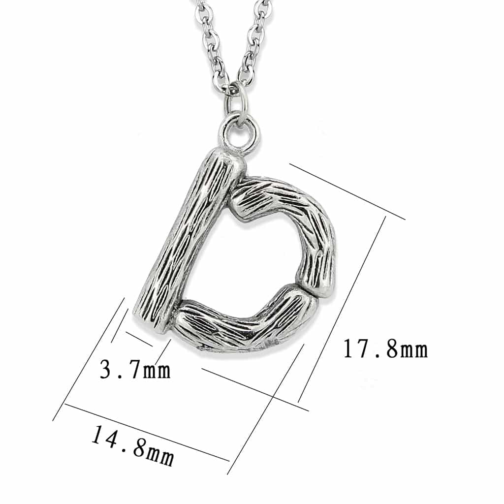 Stainless Steel Silver Bamboo Letter D Pendant Chain Pendant view 3