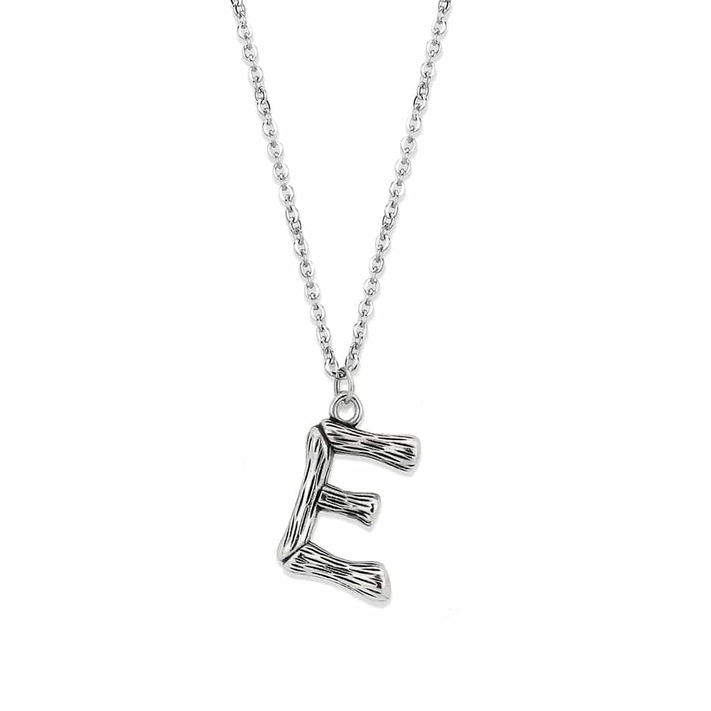 Stainless Steel Silver Bamboo Letter E Pendant Chain Pendant view 1