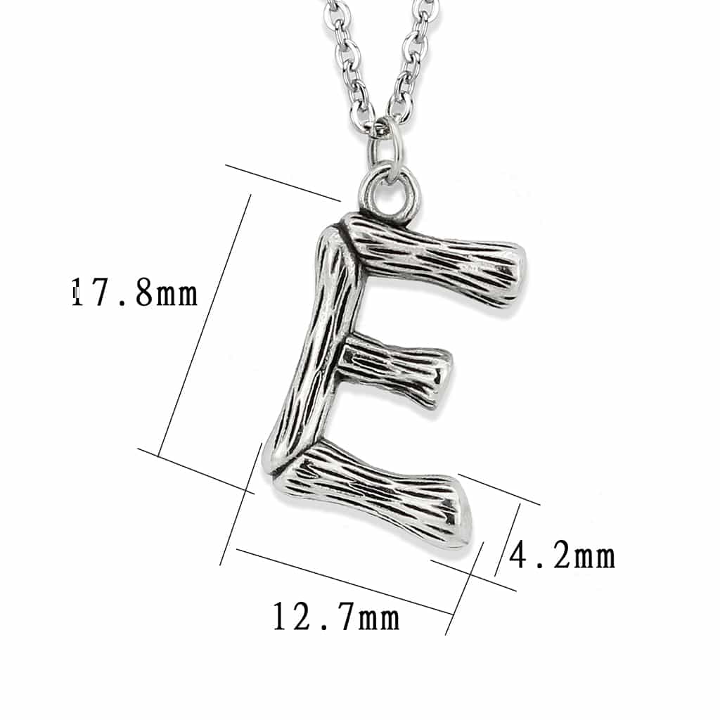 Stainless Steel Silver Bamboo Letter E Pendant Chain Pendant view 3
