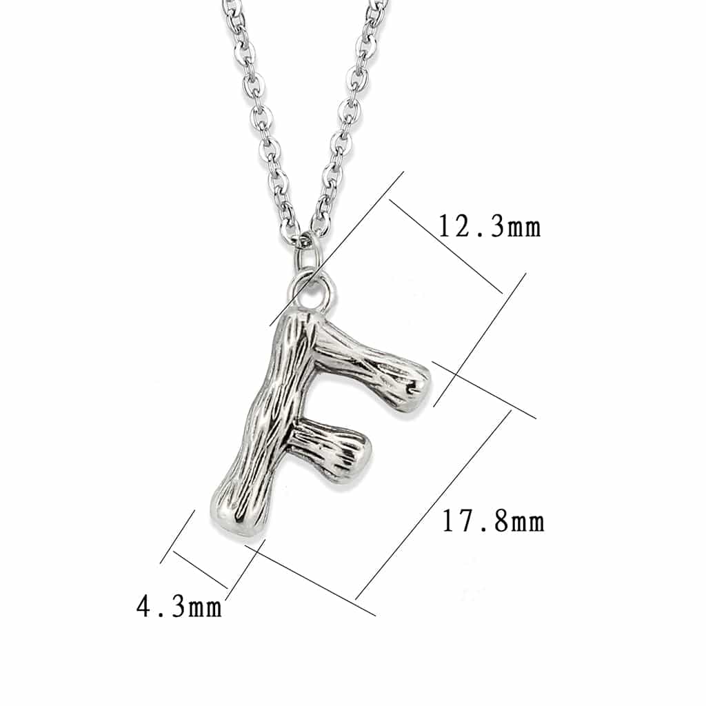 Stainless Steel Silver Bamboo Letter F Pendant Chain Pendant view 3