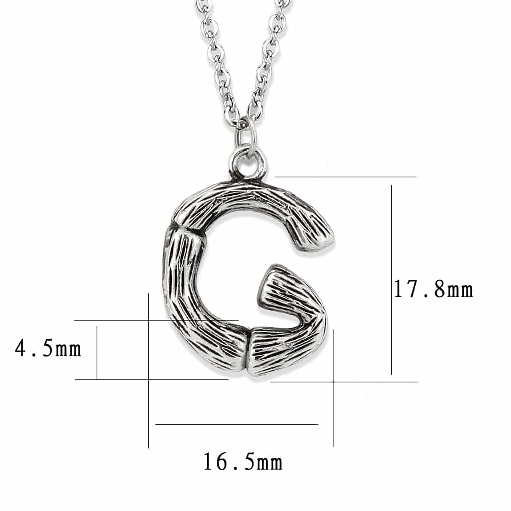 Stainless Steel Silver Bamboo Letter G Pendant Chain Pendant view 3