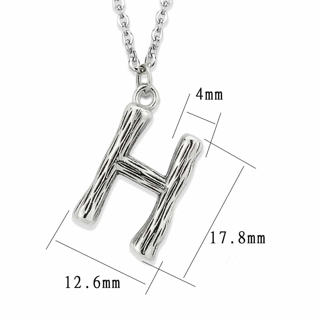 Stainless Steel Silver Bamboo Letter H Pendant Chain Pendant view 3