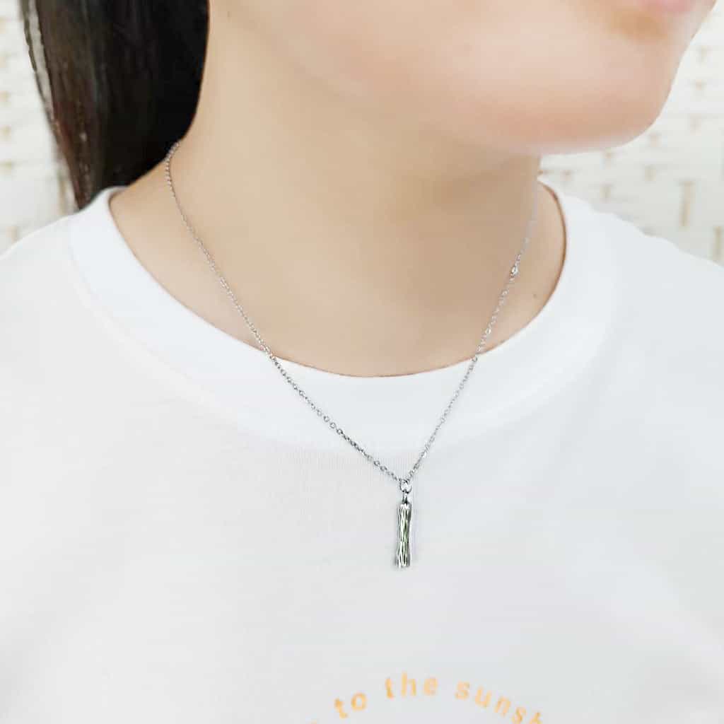 Stainless Steel Silver Bamboo Letter I Pendant Chain Pendant view 2