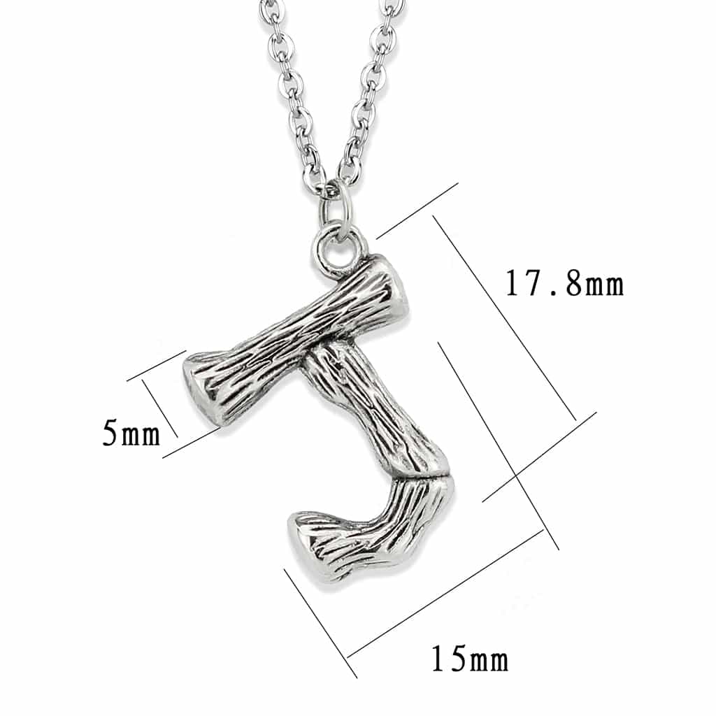 Stainless Steel Silver Bamboo Letter J Pendant Chain Pendant view 3