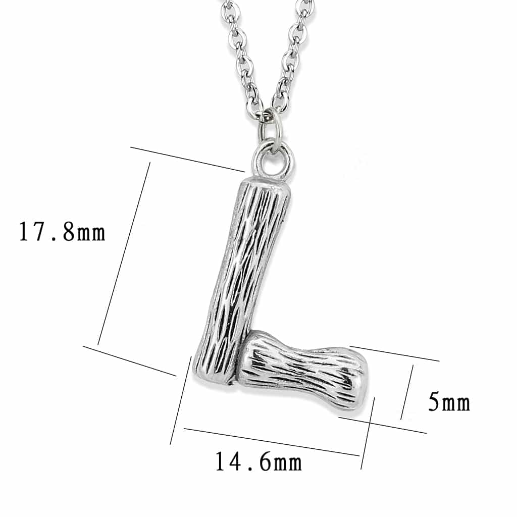 Stainless Steel Silver Bamboo Letter L Pendant Chain Pendant view 3