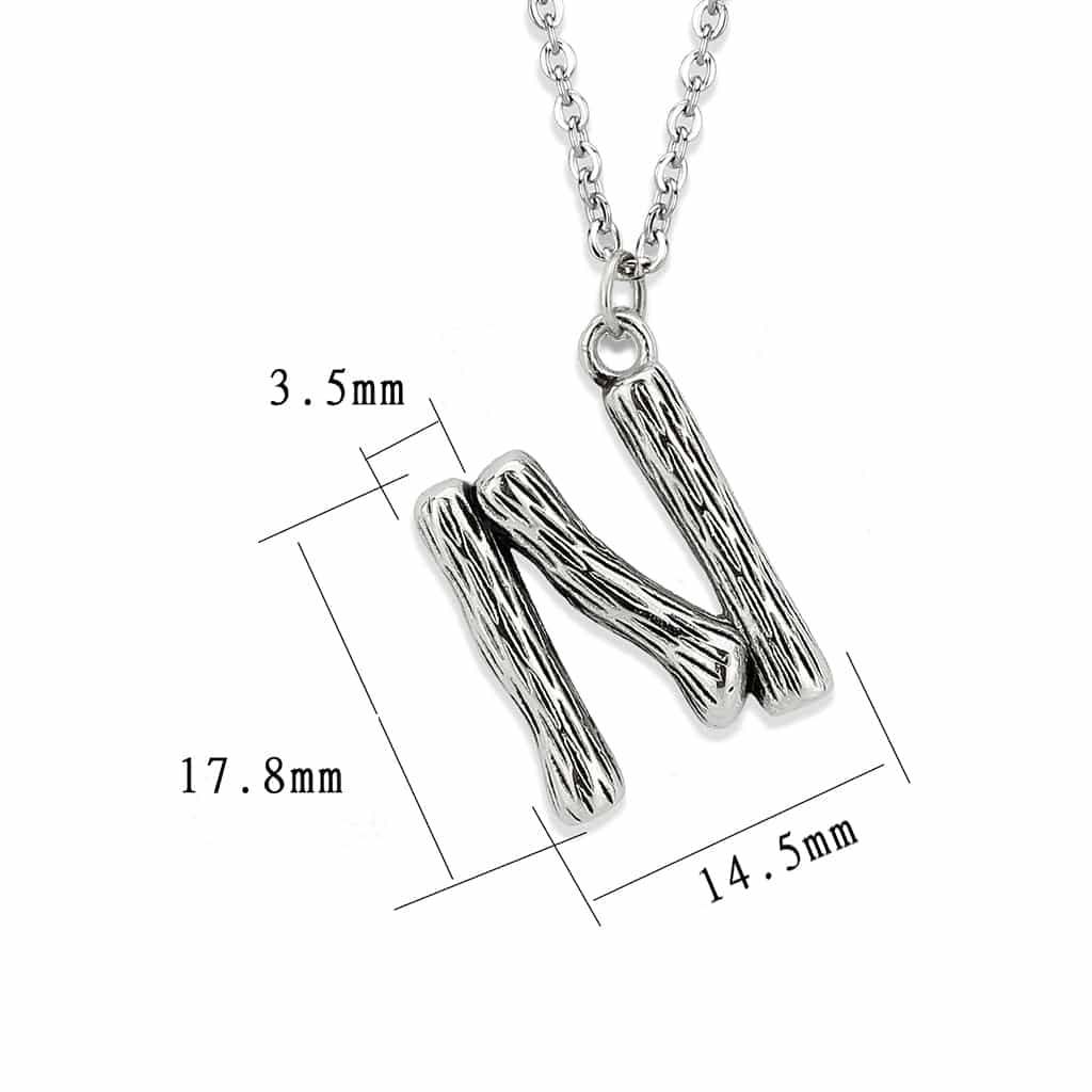 Stainless Steel Silver Bamboo Letter N Pendant Chain Pendant view 2