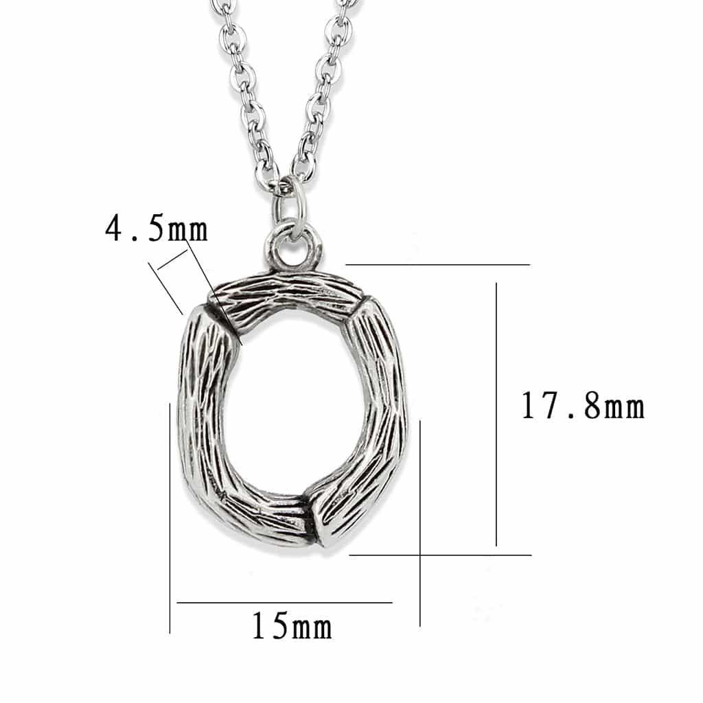Stainless Steel Silver Bamboo Letter O Pendant Chain Pendant view 3