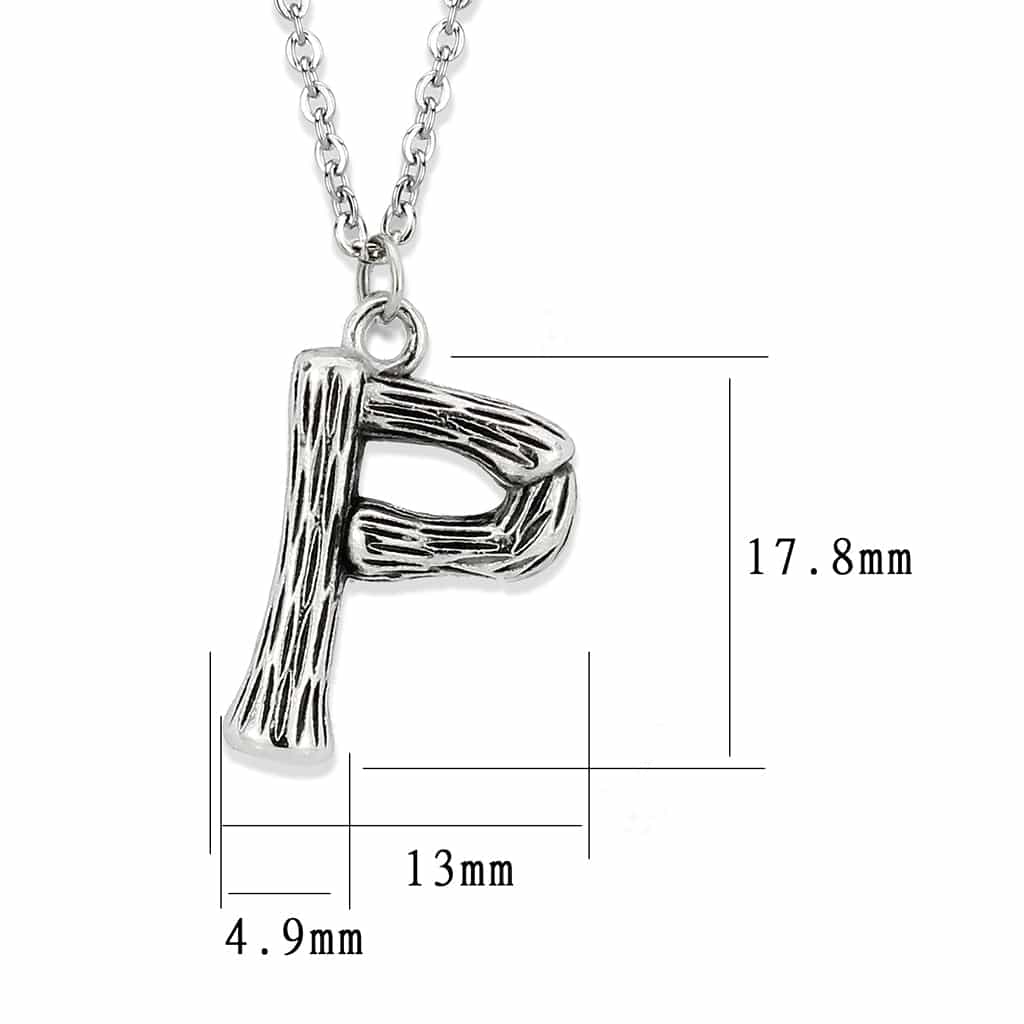 Stainless Steel Silver Bamboo Letter P Pendant Chain Pendant view 3