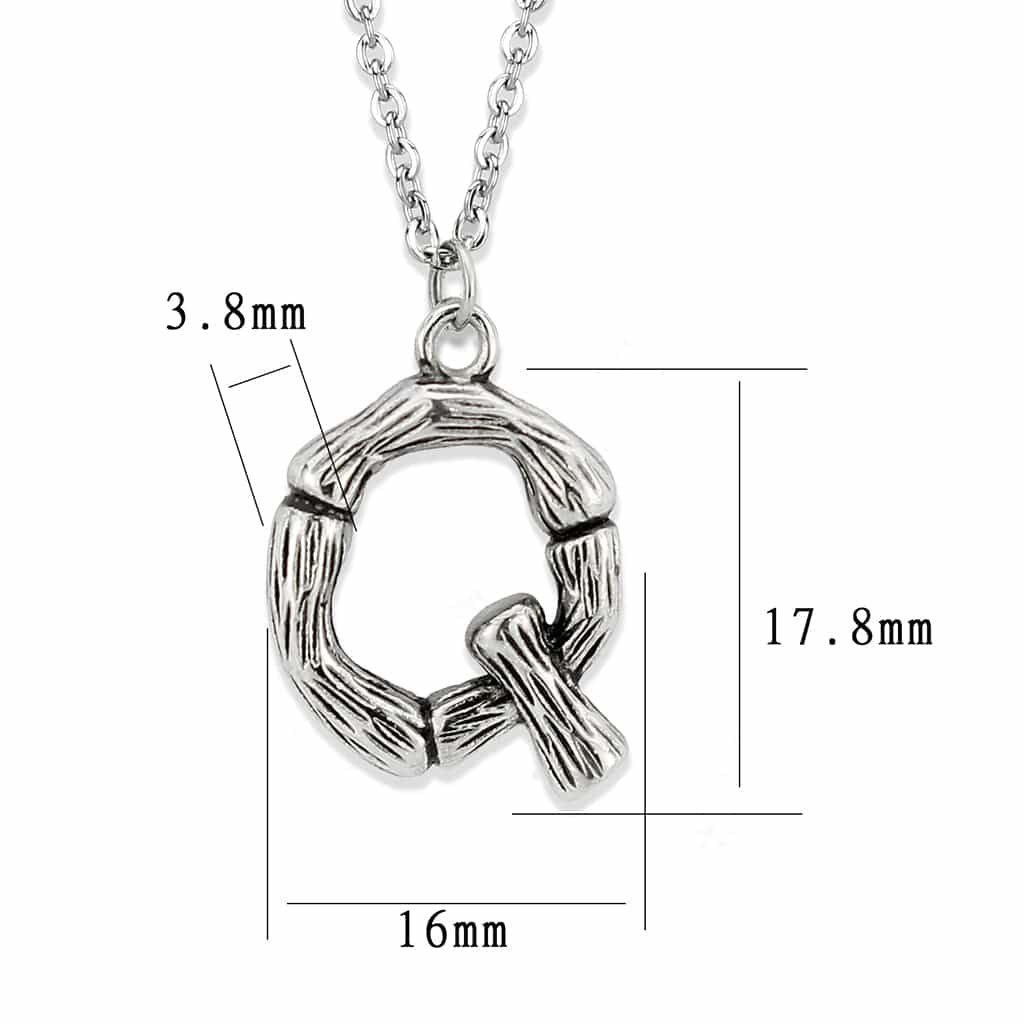 Stainless Steel Silver Bamboo Letter Q Pendant Chain Pendant view 3
