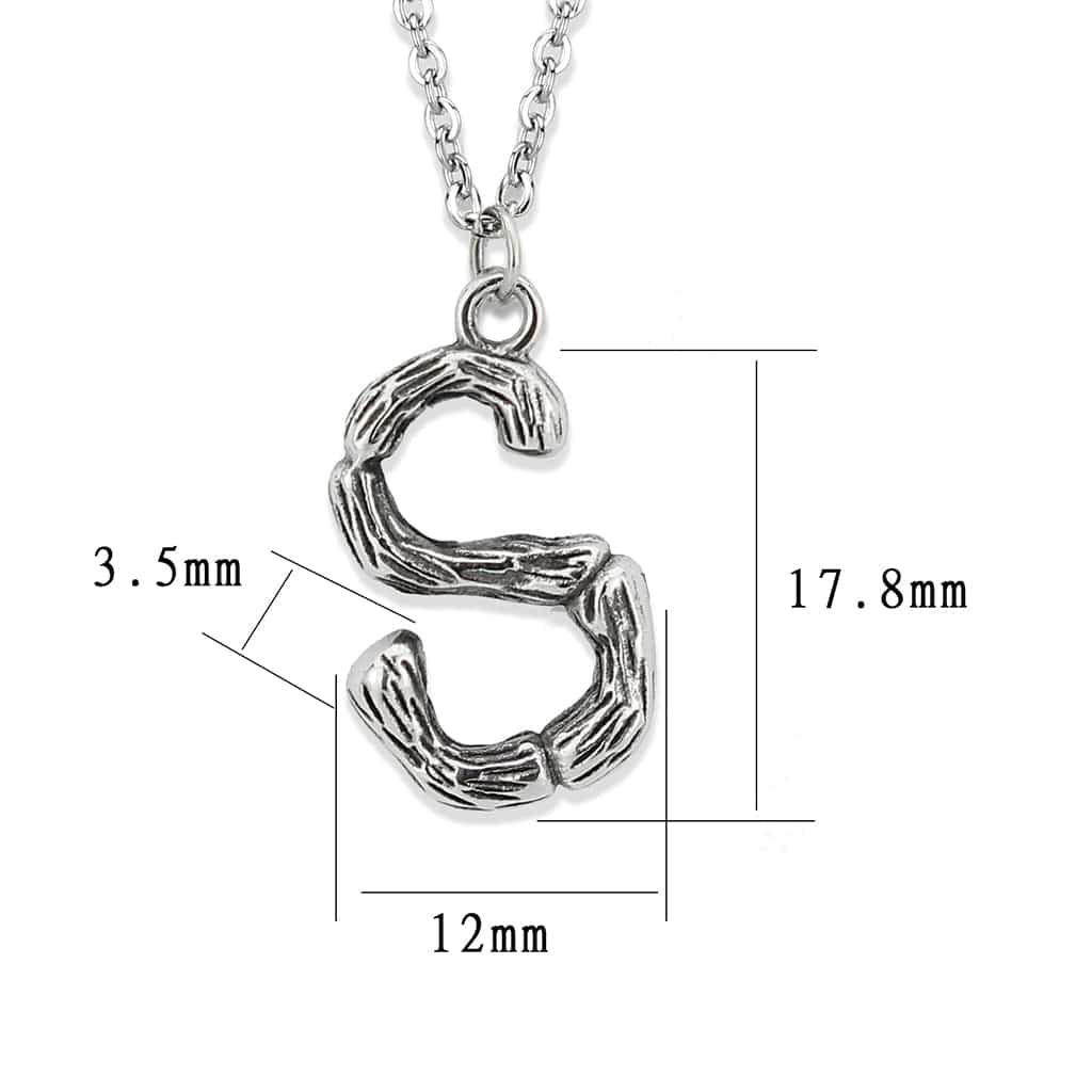 Stainless Steel Silver Bamboo Letter S Pendant Chain Pendant view 3