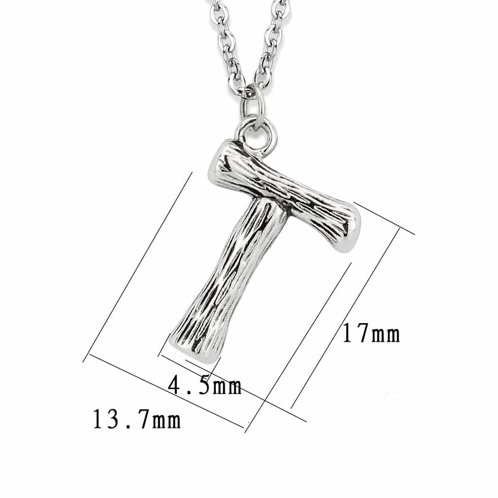 Stainless Steel Silver Bamboo Letter T Pendant Chain Pendant view 3