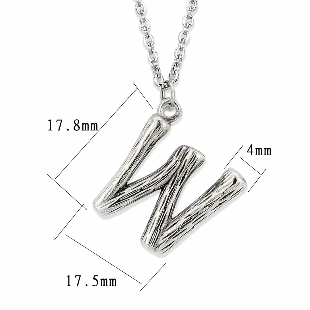 Stainless Steel Silver Bamboo Letter W Pendant Chain Pendant view 3