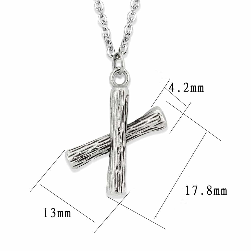Stainless Steel Silver Bamboo Letter X Pendant Chain Pendant view 3