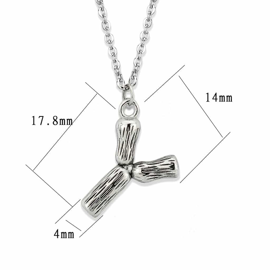 Stainless Steel Silver Bamboo Letter Y Pendant Chain Pendant view 3