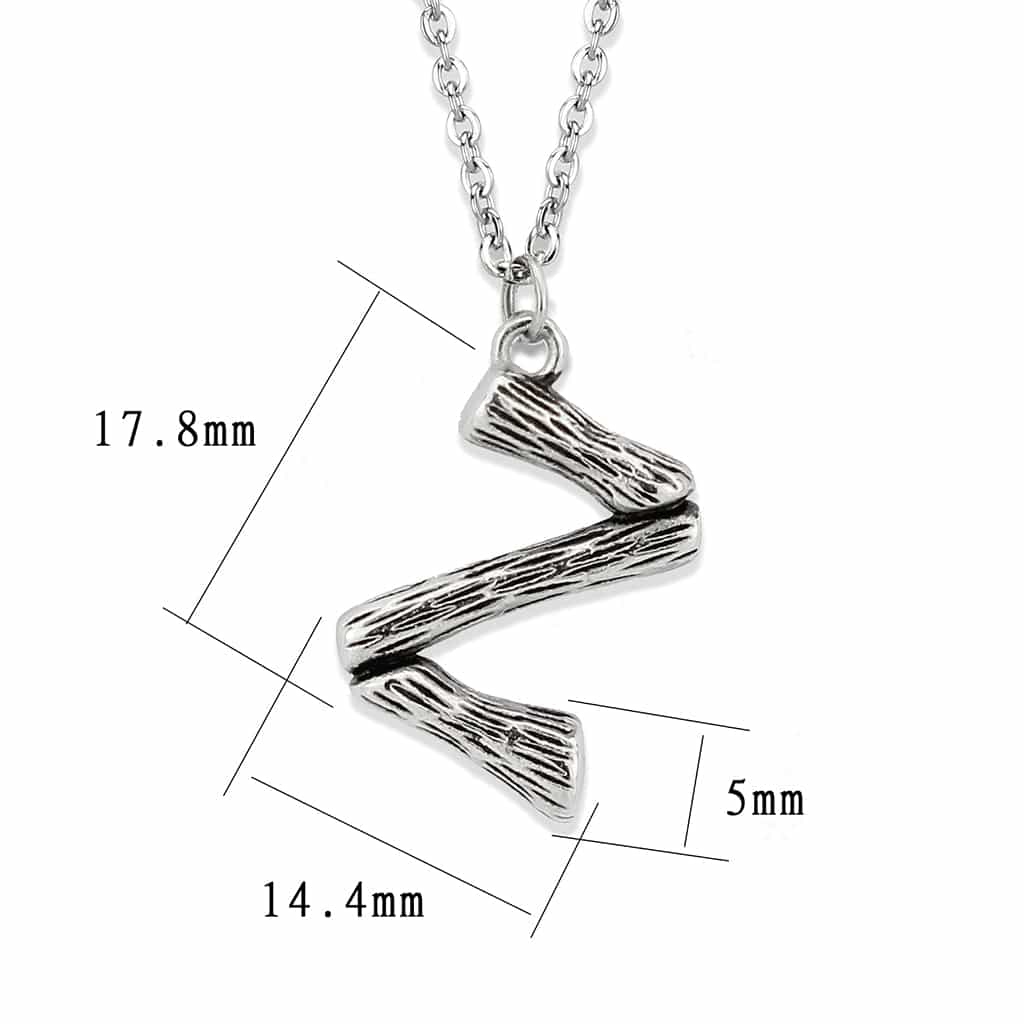 Stainless Steel Silver Bamboo Letter Z Pendant Chain Pendant view 3