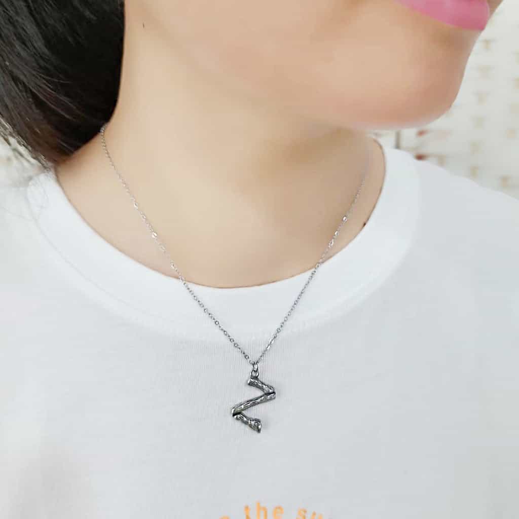Stainless Steel Silver Bamboo Letter Z Pendant Chain Pendant view 2