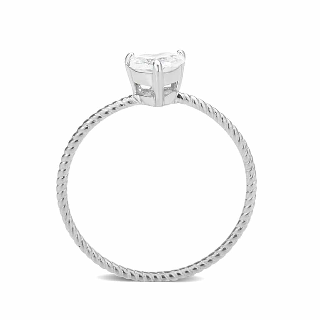 Stainless Steel Silver CZ Round Rope Twist Solitaire Ring view 8