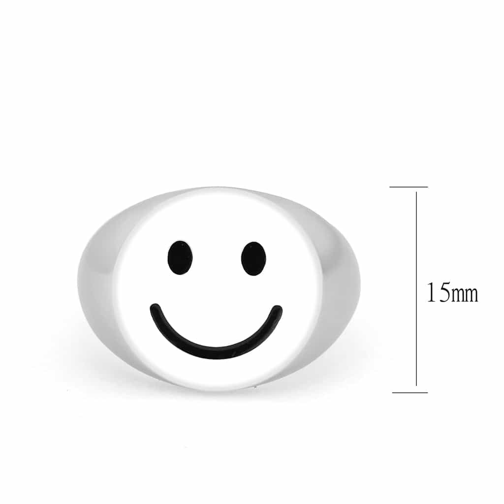 Sterling Silver Polished Smiley Face Dome Novelty Ring view 2