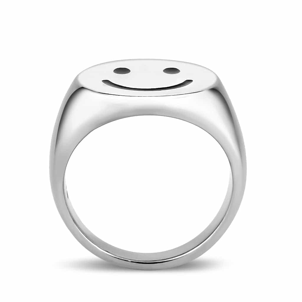 Sterling Silver Polished Smiley Face Dome Novelty Ring view 8