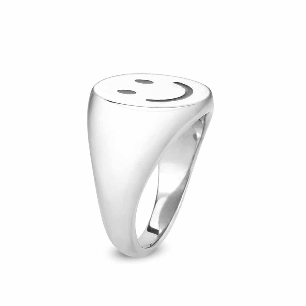 Sterling Silver Polished Smiley Face Dome Novelty Ring view 9