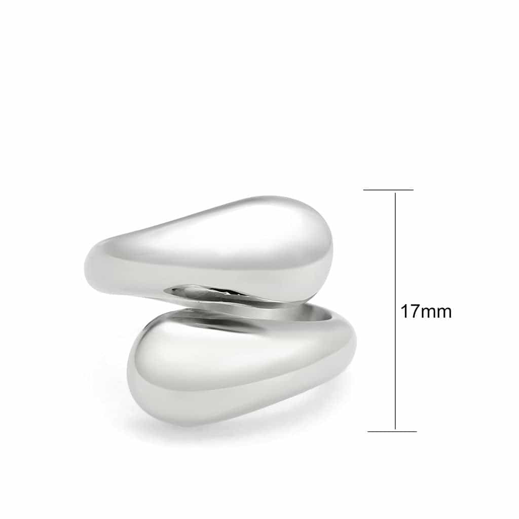 Stainless Steel Silver Polished Teardrop Pebble Abstract Ring view 6