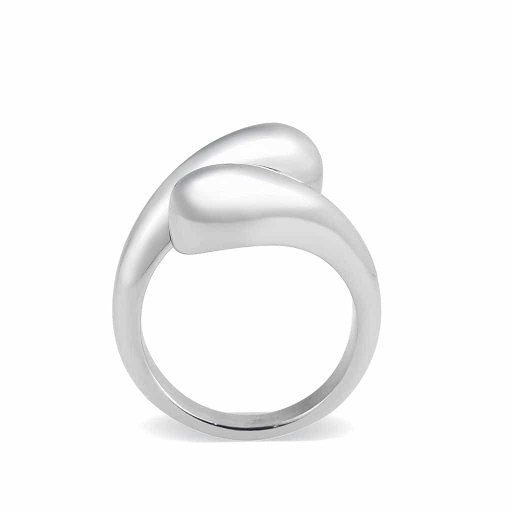 Stainless Steel Silver Polished Teardrop Pebble Abstract Ring view 7