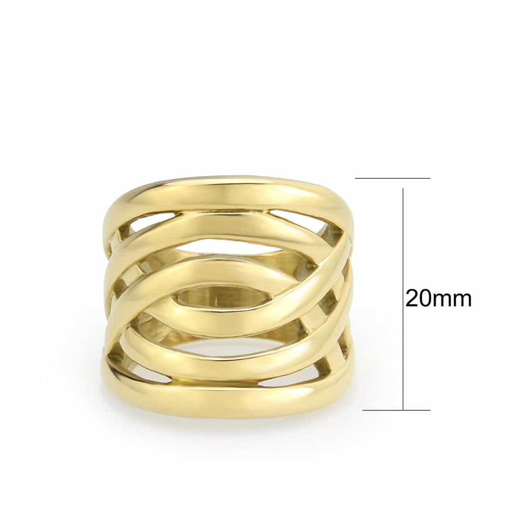 Stainless Steel Gold IP Polished Open Cage Wide Band Ring view 6