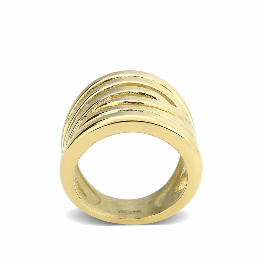 Stainless Steel Gold IP Polished Open Cage Wide Band Ring view 7