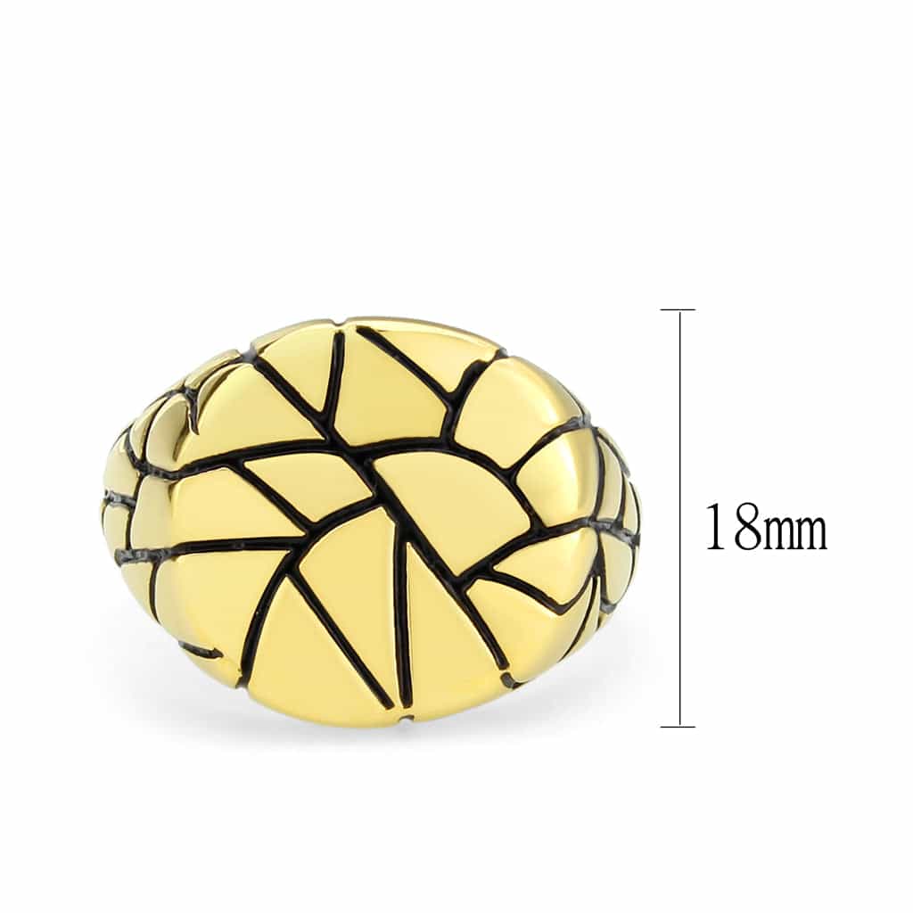 Stainless Steel Gold IP Basketball Textured Dome Novelty Ring view 2