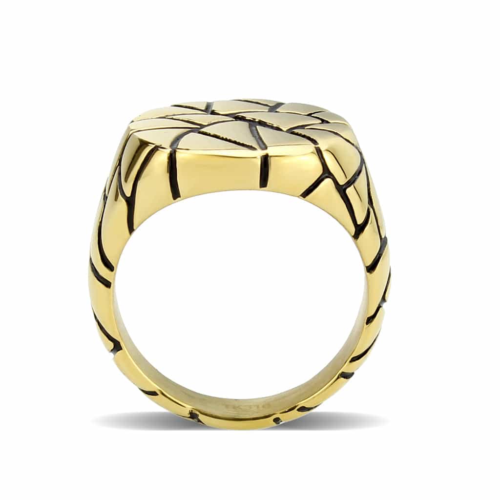 Stainless Steel Gold IP Basketball Textured Dome Novelty Ring view 7