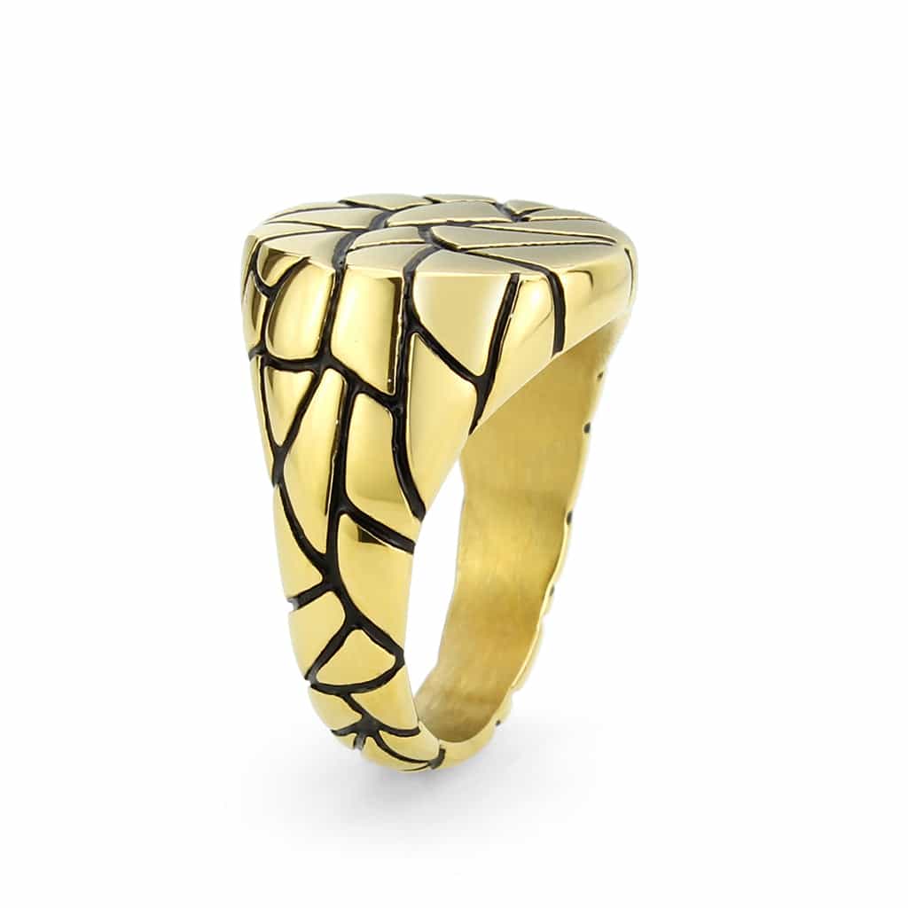 Stainless Steel Gold IP Basketball Textured Dome Novelty Ring view 4