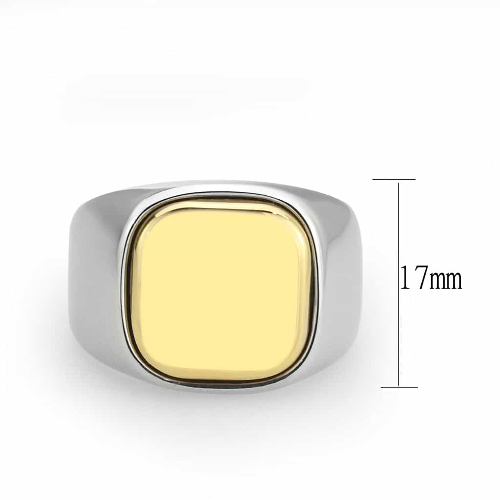 Stainless Steel Two Tone Gold Silver Cushion Plain Polished Ring view 6