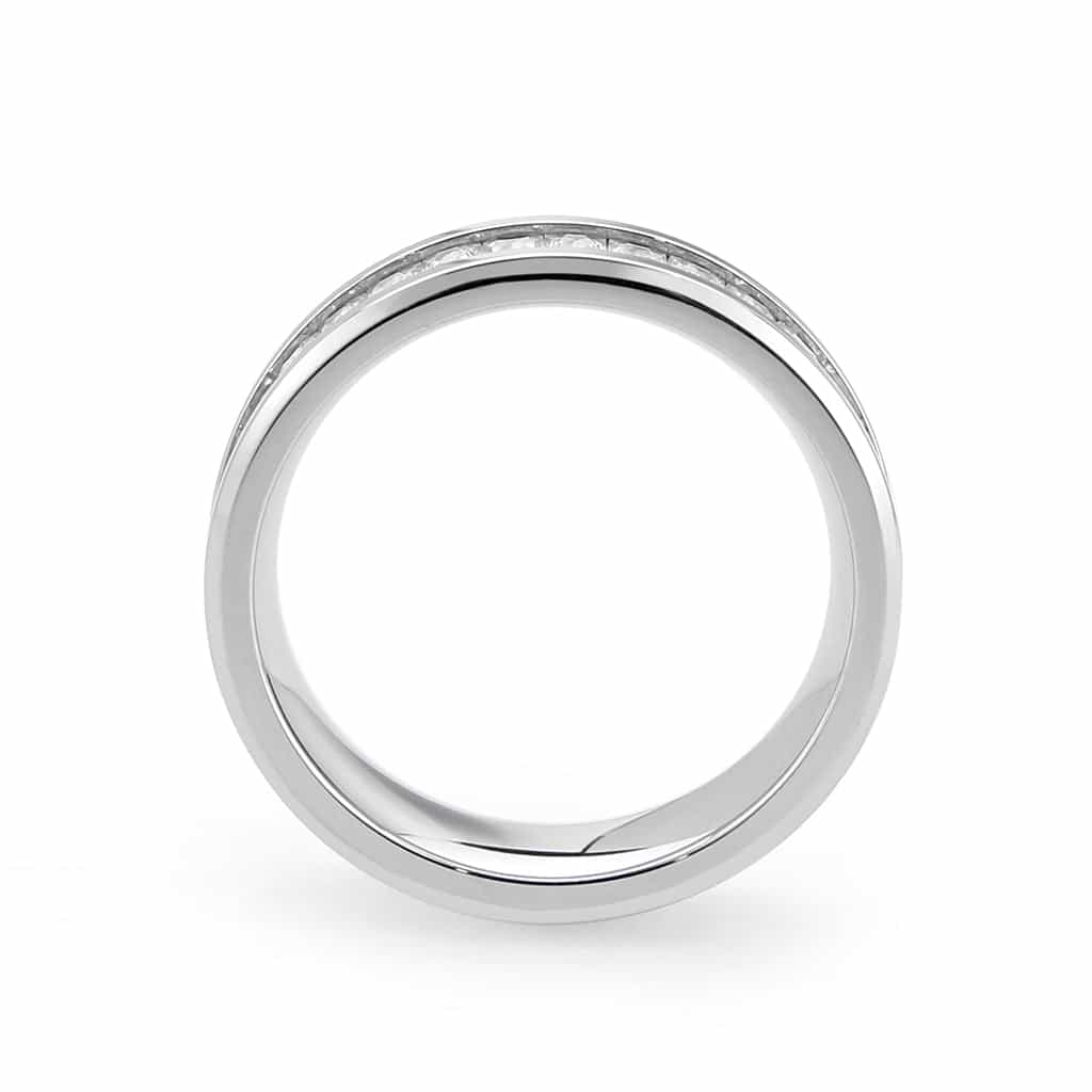 Stainless Steel Silver CZ Princess Channel Eternity Band Ring view 7