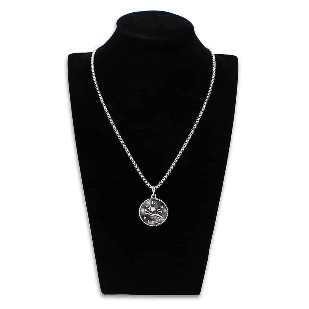 Stainless Steel Silver Leo Zodiac Coin Pendant Chain Pendant view 3